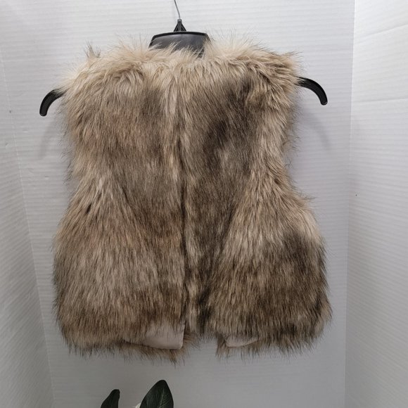 Womens Forever 21 Boutique Faux Fur Beige Brown Black Vest Jacket Cover Up M - Picture 5 of 11